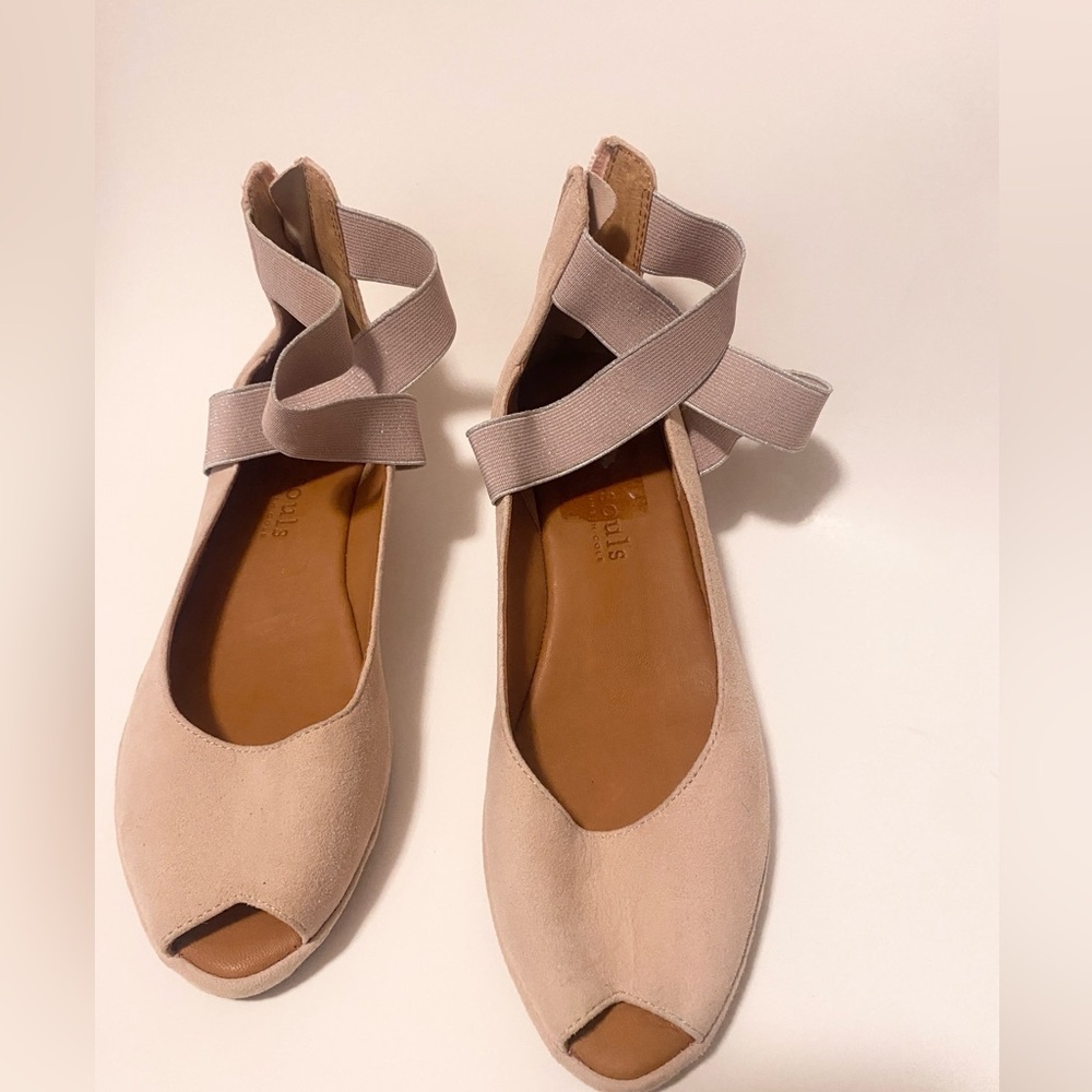 Gentle Souls by Kenneth Cole Women’s Ankle Wrap Peep-Toe Flats - Blush NWOT